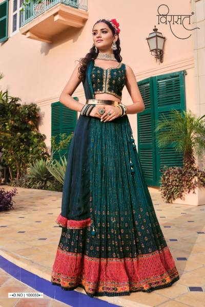 SAANVI SERIES – 100026 TO 100034 NX BY VIRASAT HEAVY PURE CHINON LEHENGA CHOLI MANUFACTURER IN INDIA
